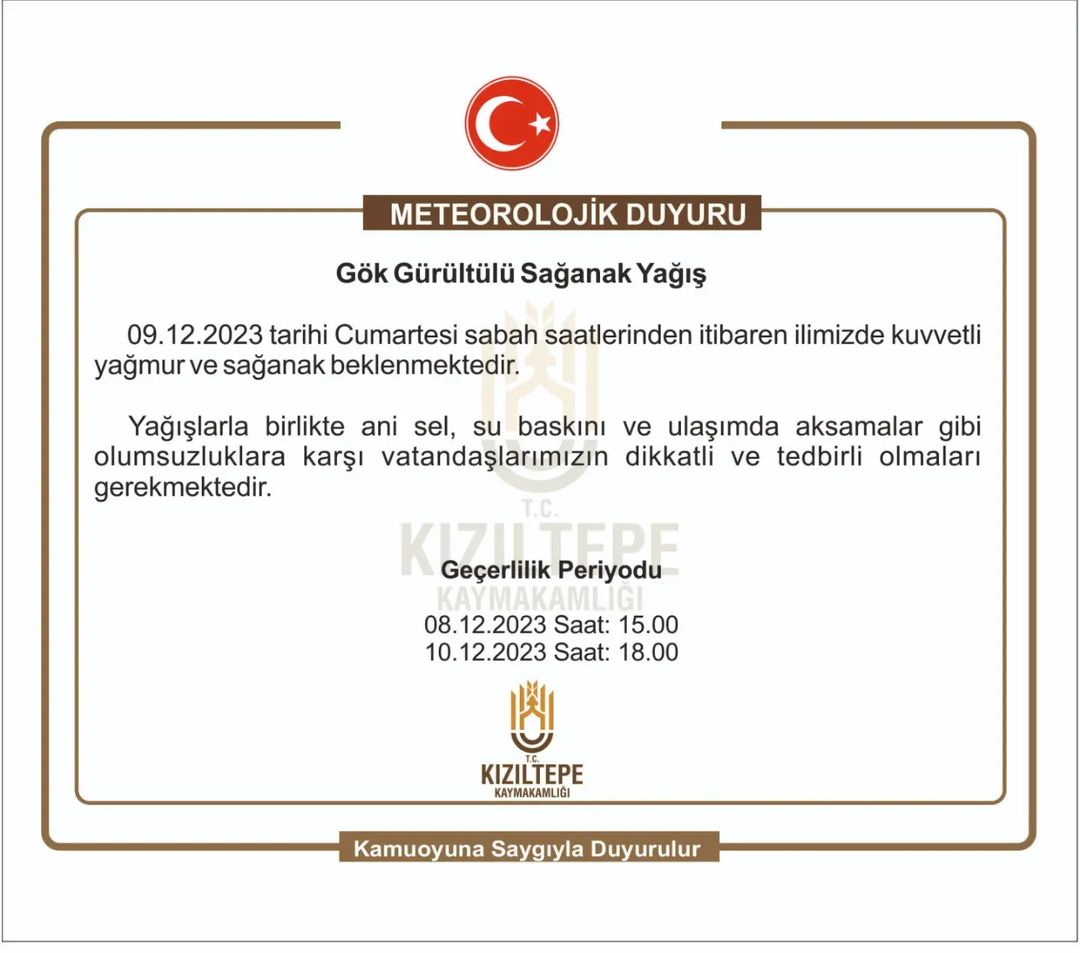 KIYMETLİ VATANDAŞLARIMIZA ÖNEMLE DUYURULUR ❗️